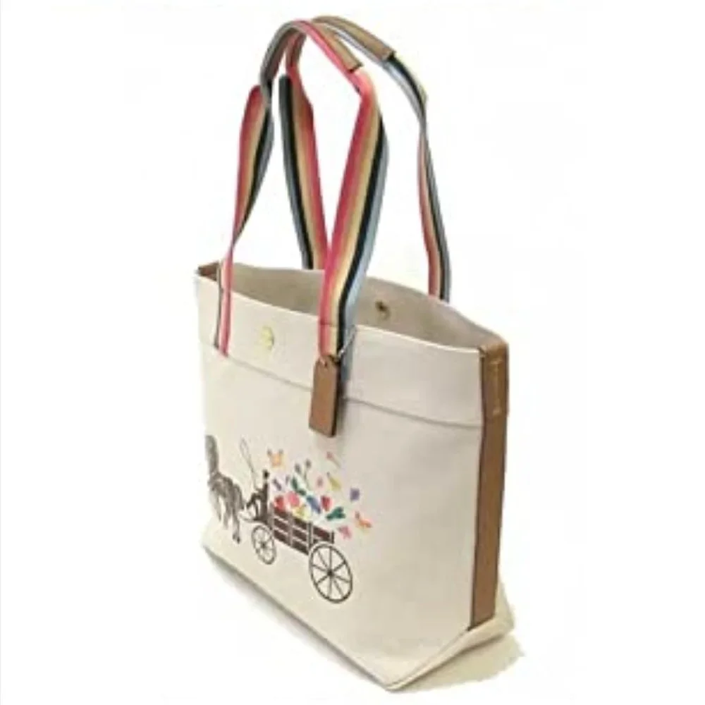 Coach Tote With Dreamy Veggie Horse And Carriage Natural Multi - Picture 8 of 16